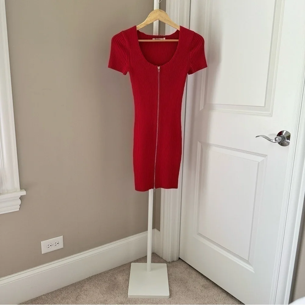 T by Alexander Wang Red Ribbed Knit Dress - Picture 3 of 8